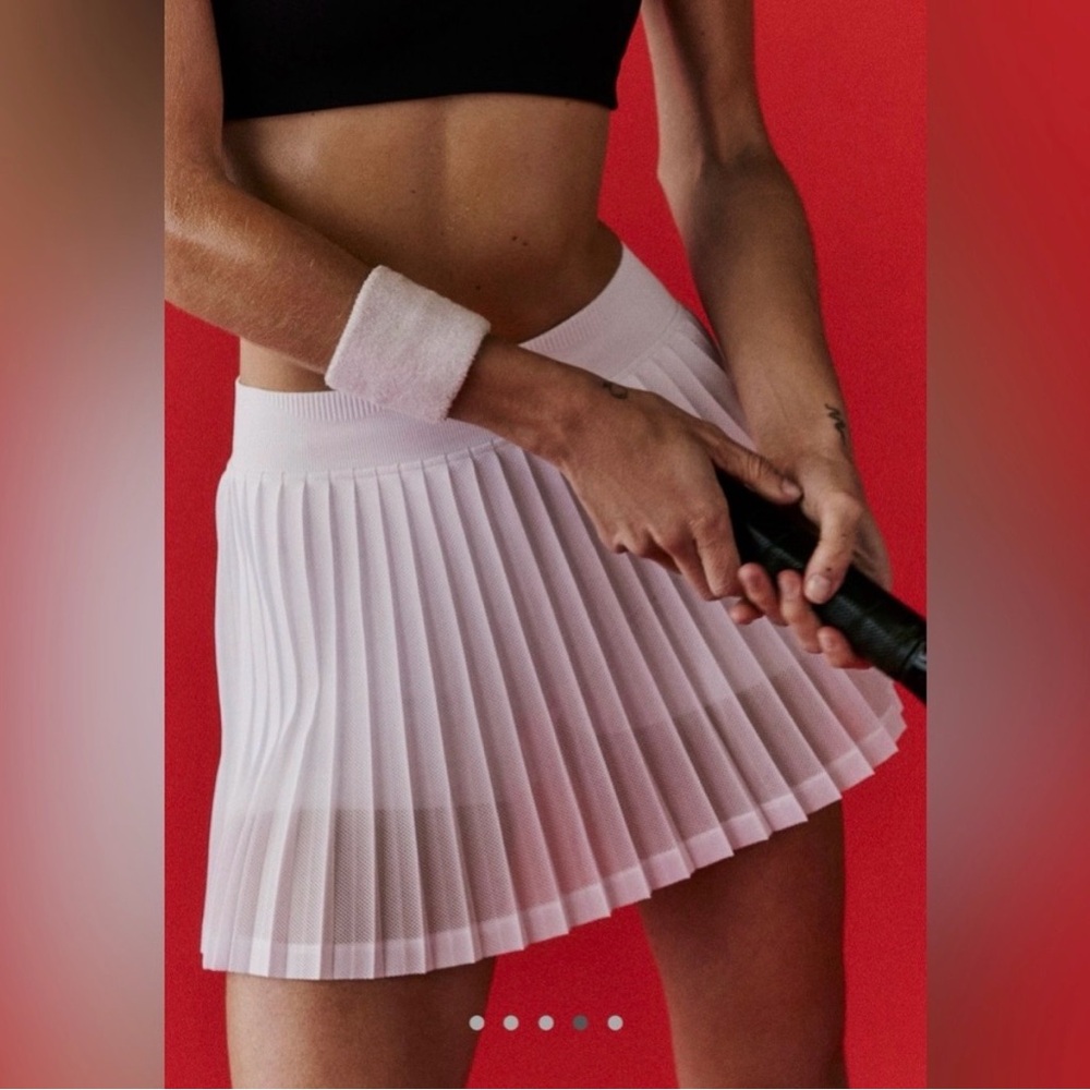 NEW Free People Movement Rally Ruffle Pleated Mini Skirt in White Medium Large